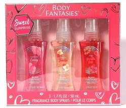 3 Pack Body Fantasies Cotton Candy Sweet Sunrise Pink Vanilla Kiss Body Spray