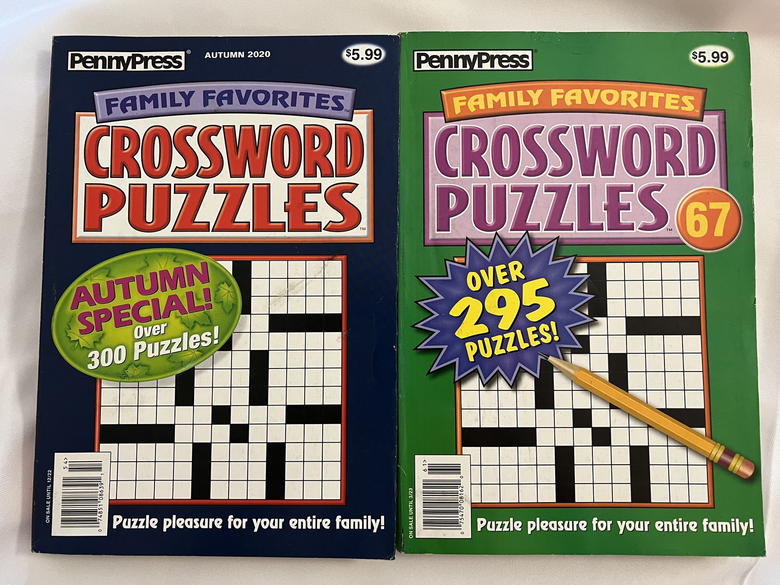 Lot of (2) Penny Press Family Favorites Crossword Puzzles Puzzles 2020