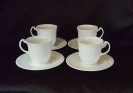 Royal Doulton PROFILE White English Bone China Embossed Cups & Saucers ~ Set of  - $28.00