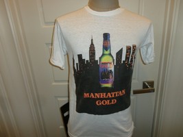 Vtg 80&#39;s New York SKYLINE Manhattan Gold Brewing Beer T-shirt Fits Adult... - $49.49