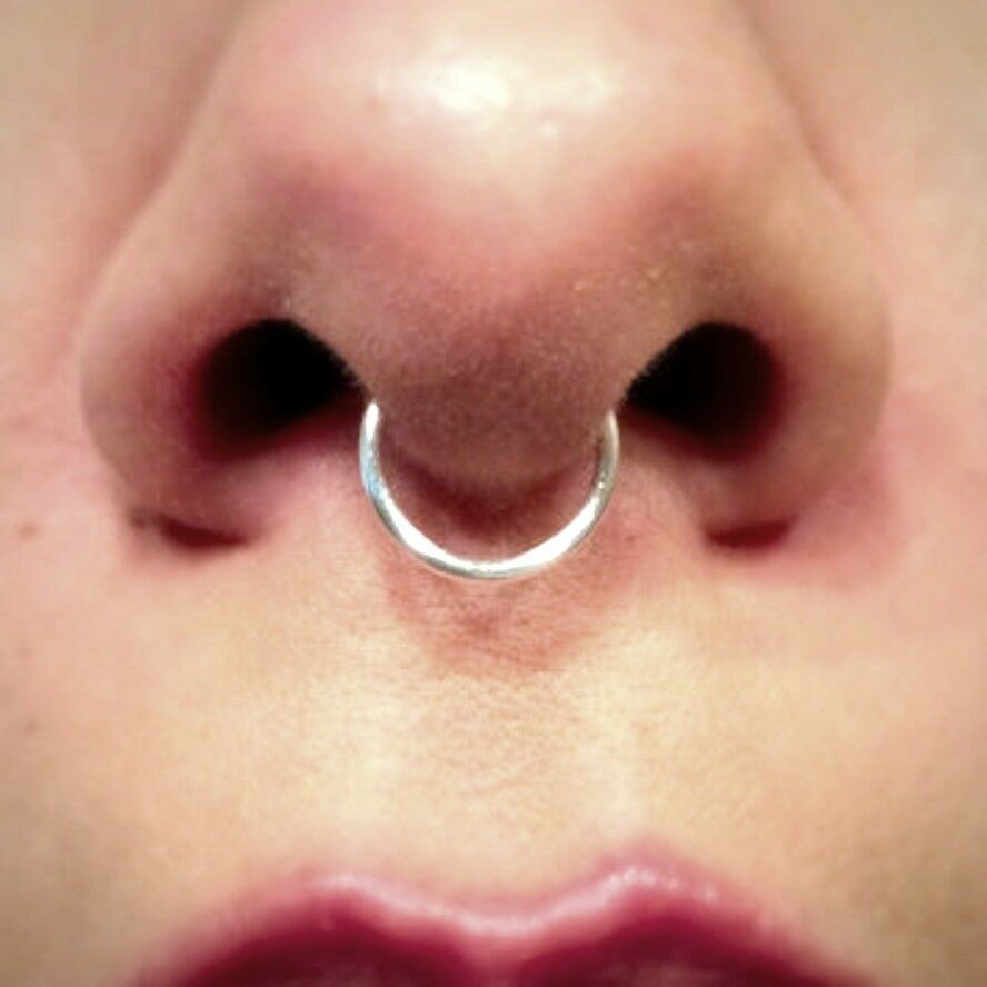 Nose Ring 8 Mm (0.6 Mm) Hoop Very Fine 925 Silver Split Nostril Septum ...