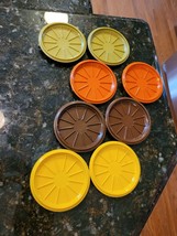 Vintage Tupperware Coffee Cup Mug Lids/Coasters #1313 2 Sets Harvest Colors - $24.95