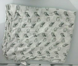 Aden + Anais Baby Blanket White Gray Owl Bird Cotton Muslin Swaddle Wrap Unisex - $39.59