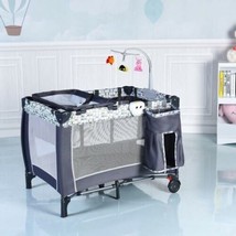 Durable Foldable Gray Travel Baby Crib Playpen Infant Bassinet Bed w/Car... - $172.66