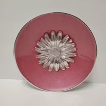 Mariposa Enamel Bowl, Metal with 3D Daisy Flower, Pink Trinket Dish, Mexico image 2