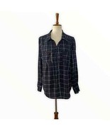 Joie L Large Cartel Plaid Button Front Roll Tab Long Sleeve Collared Shi... - $31.73