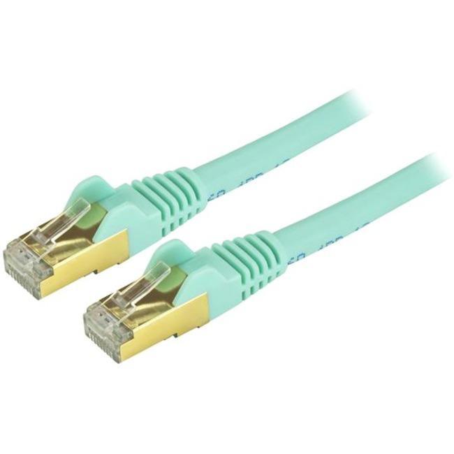 StarTech.com 6in Aqua Cat6a Shielded Patch Cable - Cat6a Ethernet Cable - 6 inch