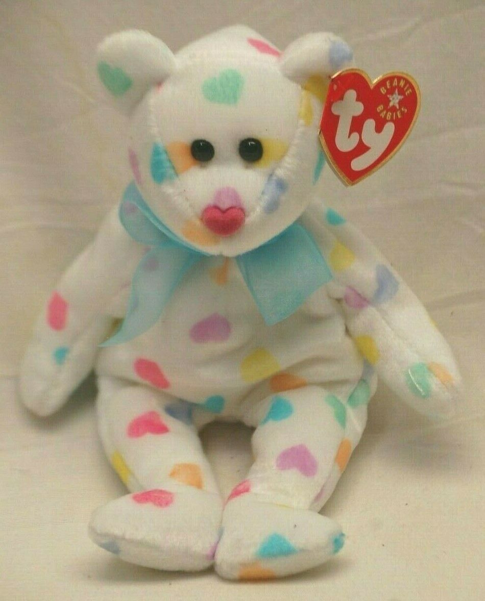 Ty Beanie Babies Kissme Pastel Color Heart Beanbag Plush Toy Swing