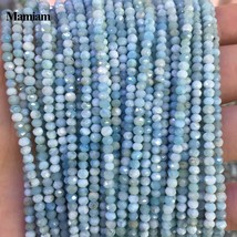 Natural Dominica Larimar Faceted Rondelle Charm Beads 2x3mm 3x4mm Loose Stone Di - $56.15