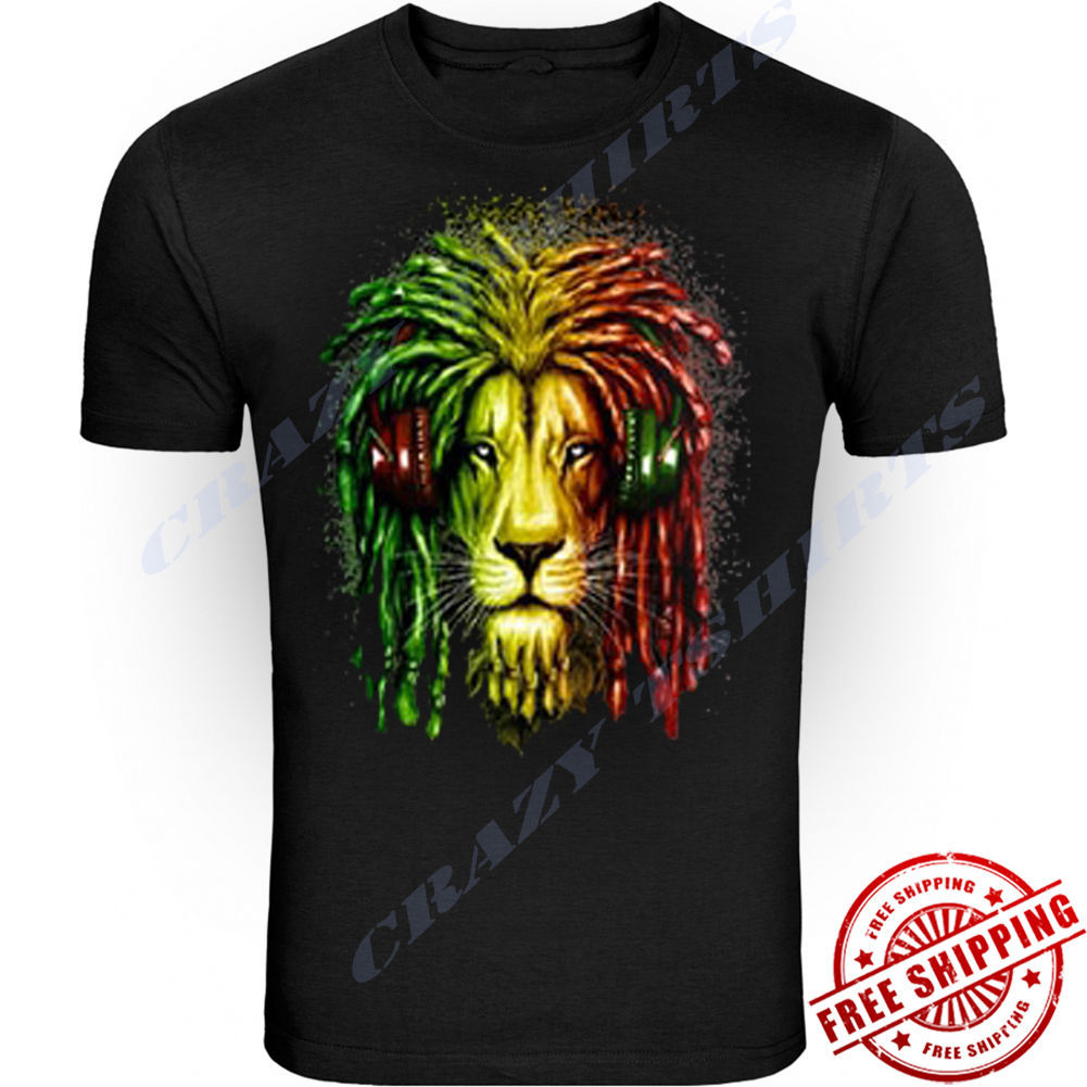 New Bob Marley Smoking Joint Men T-shirt Rasta Marijuana Lion Zion S - 5XL