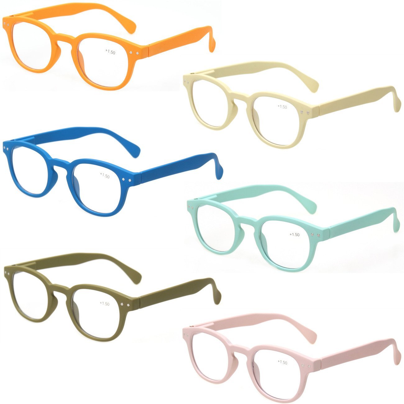 Reading Glasses 6 Pack Great Value Quality Readers Spring Hinge Color Glasses 6 Reading Glasses