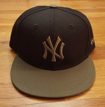 New Era 59Fifty 5950 NY York NYY Yankees Black Dark Army Olive Green Hat... - $49.99