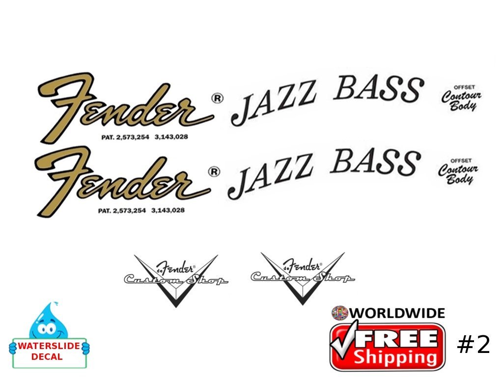 Fender Jazz Bass Guitar Decal Inlay Headstock Sticker Waterslide Logo 2