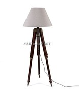 Floor Standing Brown Wooden Tripod Floor Lamp For Living Room By Nautica... - $148.50