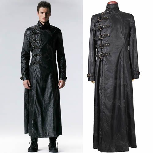 Image of MEN LEATHER COAT WINTER LONG LEATHER COAT GENUINE REAL LEATHER TRENCH COAT-UK18