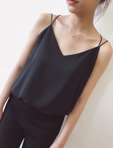 Women Sleeveless V Neck Chiffon Tops Summer Chiffon Tanks Wedding Chiffon Tanks 
