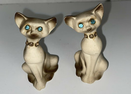 Vintage Siamese Cat figurines (2) Japan blue eyes 3” tall - $18.00