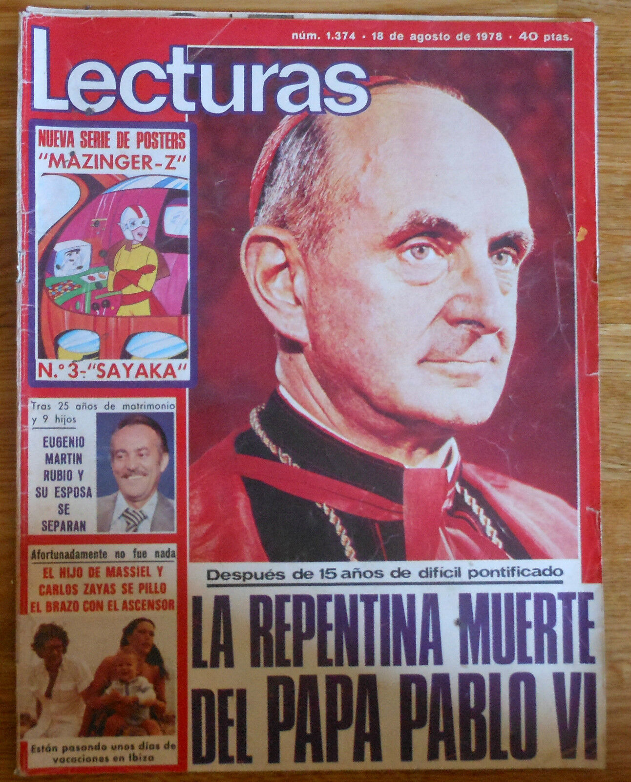Pope paul vi death 1978 reads magazine cover and similar items