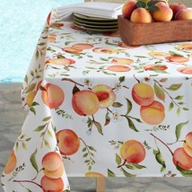 Textured Printed Fabric Tablecloth 60"x84"Oblong(6-8 Ppl)Fruits,Sweet Peaches,Bm - $24.74