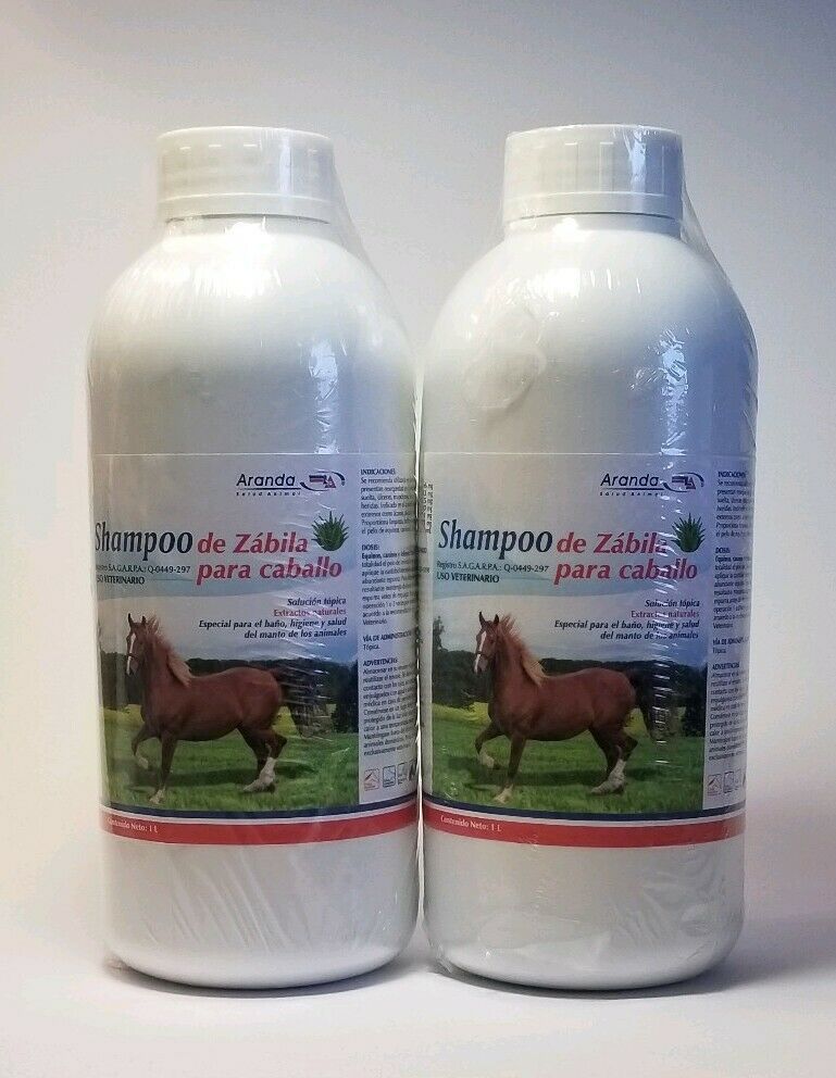 2X Shampoo de Zábila Para Caballo(horse shampoo) Aranda 1L each