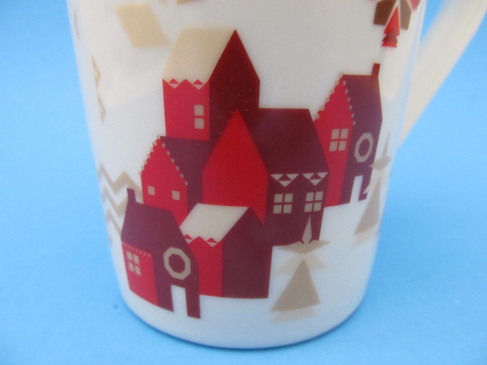 2013 Starbucks Christmas Coffee Mug Red Brown Town Trees 12 2013 Starbucks Christmas Coffee Mug Red Brown Town Trees 12