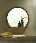 ROUND WOODEN MIRROR with SHELF - $65.00