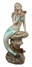 Large Aquamarine Pretty Goddess Mermaid Listening To Ocean Sconce Figuri... - $70.39