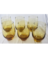Vintage Libbey Amber Yellow Glass Stemless Wine Glasses Tumblers Set of ... - $44.54