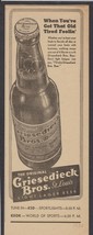 1938 Griesedieck Bros. Beer Newsp. Ad  Lg Bottle Shown ~ St. Louis Globe... - $8.78