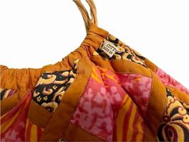Vintage Large Handmade Cloth Vegan Bag Tote Pink Red 100% Cotton 24x17" Thailand image 8