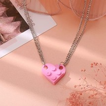 Pink Lego Couple Necklace Pendant Set, 2 Necklaces, BFF, Valentine Anniv... - $13.09