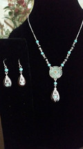 Avon Southwest Turquoise Colored and Brown Medallion Pendant Necklace, Earrings - $9.00