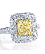 2.53 Ct Faint Yellow Radiant Cut Diamond Double Halo Engagement Ring 18k... - $5,147.01