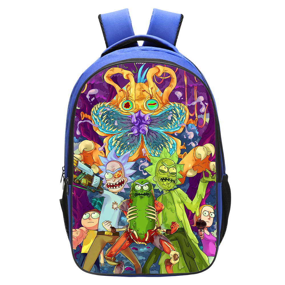 WM Rick And Morty Backpack Daypack Schoolbag Bookbag Blue Type Pickle ...