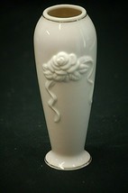Vintage Lenox Raised Rose Bud Vase Handcrafted w 24K Gold Trim 5-3/4&quot; Tall - $16.82