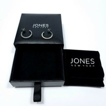 Jones New York Rochelle Hoop Earrings Platinum Plated White Cubic Zirconia - $24.74