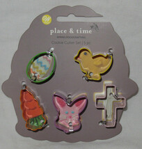 WILTON 5-Piece Mini Cookie Cutter Set Metal SPRING Bunny Chick Egg Carro... - $14.92