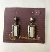 Premier Designs Summit Earrings Mother of Pearl Silver Tone Dangle Pierced - $14.80