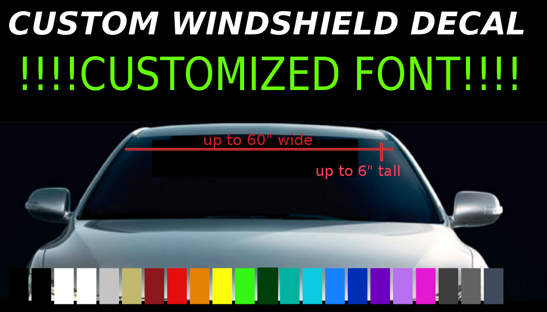 Custom Windshield Lettering decal sticker text Business Racing Team Sign 60x6