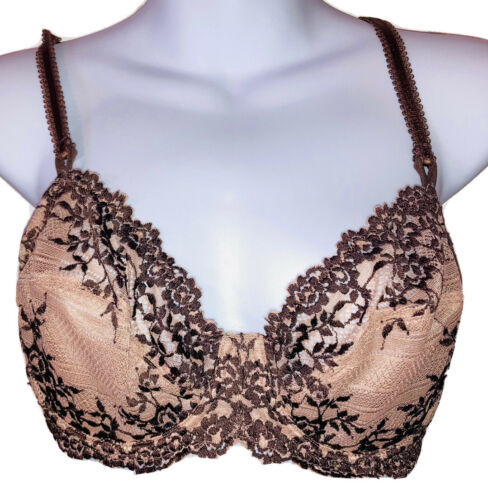 Primary image for Wacoal Lacey Sexy Underwire Balconette Bra Sz 36B Browned Embroidered Floral 