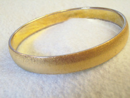 Vintage Monet Satin Look Brushed Gold Plated Bangle Bracelet Classic Ele... - $15.35