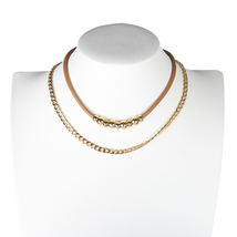 UE- Trendy Layered Caramel & Gold Tone Designer Choker and Necklace Combination - $29.99