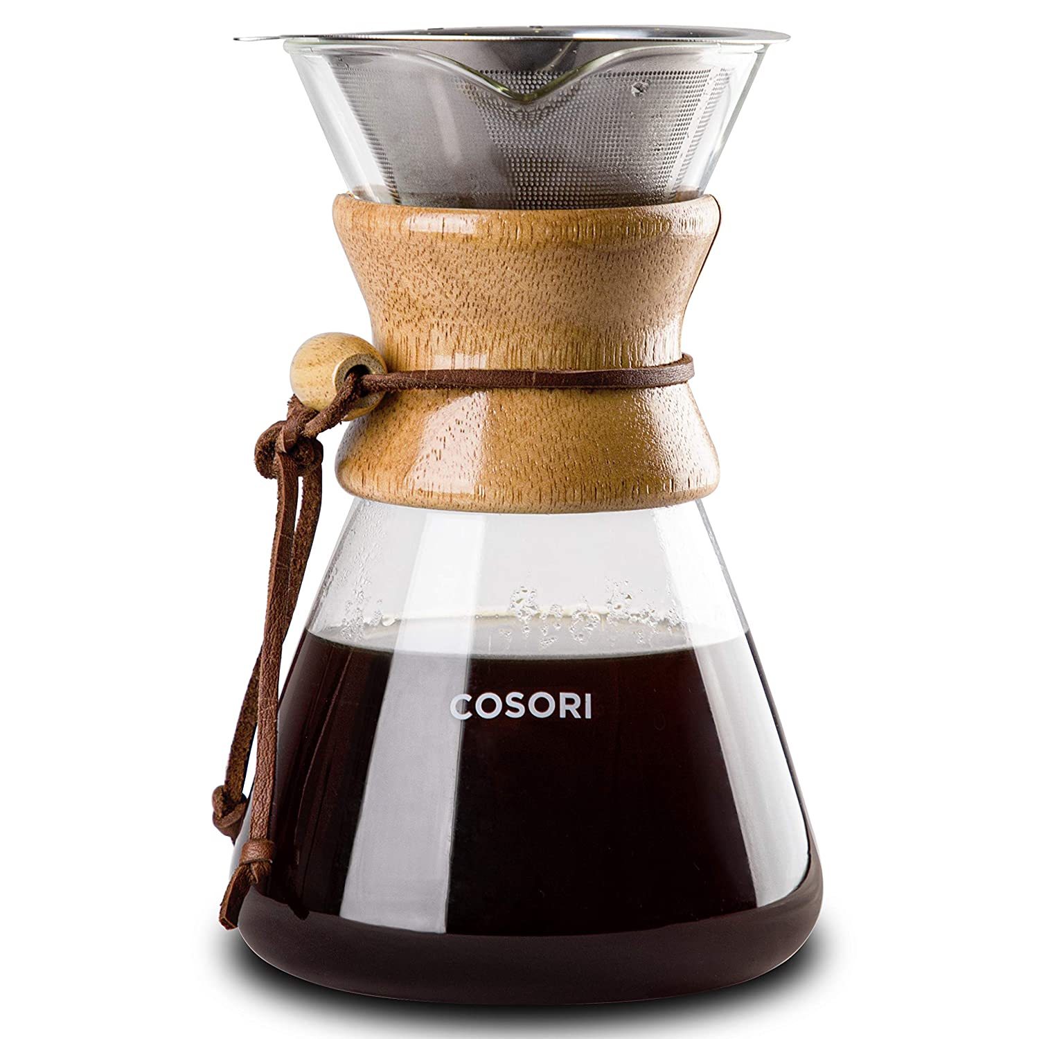Pour Over Coffee Maker, 34 Ounce Glass Coffee Pot&Coffee Brewer With S