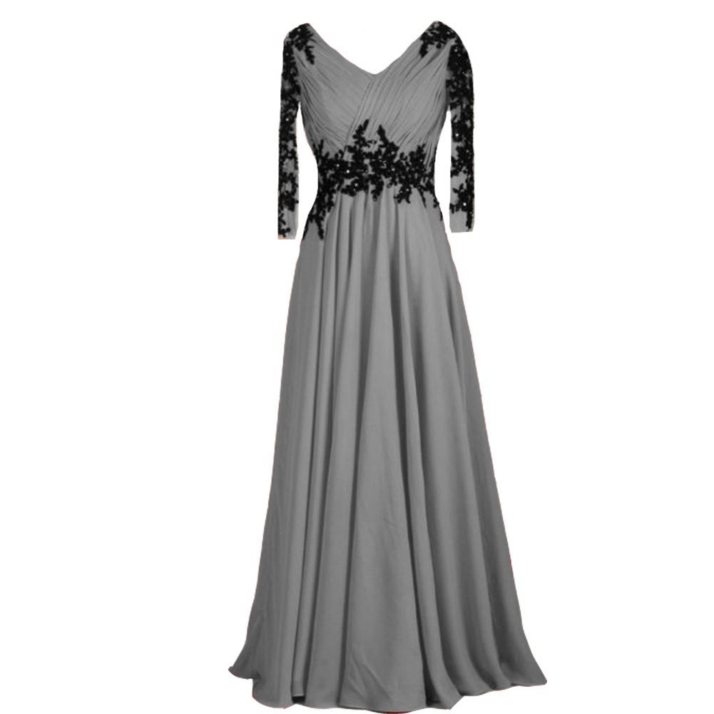 Kivary Vintage Sheer Long Sleeves Beaded Formal Prom Evening Dresses Dark Grey U