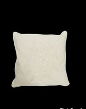 RALPH LAUREN Catalina Island floral Embroidery cream Throw Pillow 16"x16"  - $97.02