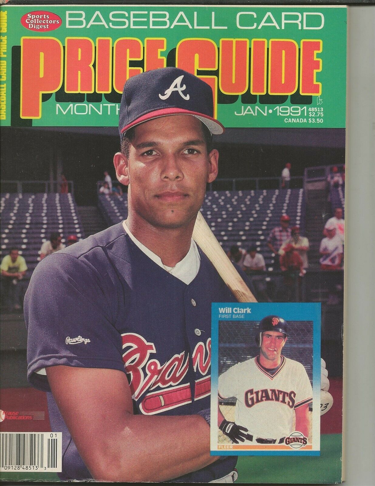 ORIGINAL Vintage Jan 1991 Baseball Card Price Guide Magazine w/ Cards D