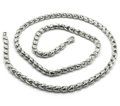 18K WHITE GOLD CHAIN 4mm TUBE ROUNDED DROP LINK 50cm 20", MADE IN ITALY image 1