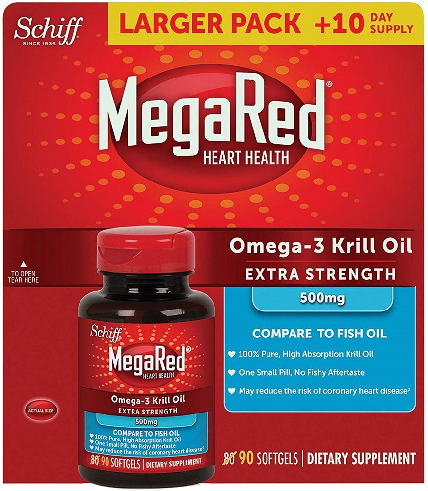 MegaRed Extra Strength Omega 3 Krill Oil 500mg Supplement, 90 Count
