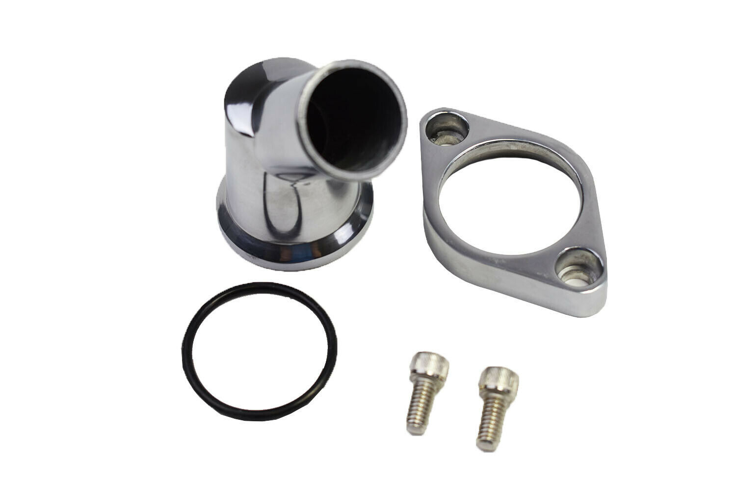 SBC BBC CHEVY 45° SWIVEL POLISHED WATER NECK THERMOSTAT HOUSING 327 350