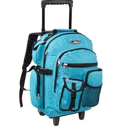 Rolling Wheeled Backpack College School And 24 Similar Items Rolling Wheeled Backpack College School Bookbag Travel Carry On Tote Bag Blue